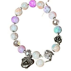 Bead Bracelet Koi Fish Luck Prosperity Wealth Charm‎ Pink Blue Cream Stretch New